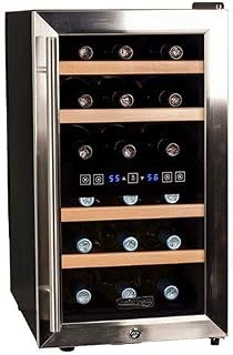 Koldfront TWR187ESS 18 Bottle Free Standing Dual Zone Wine Cooler, Black and Stainless
