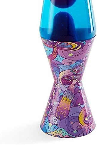 14.5 Blue Liquid Purple Wax Psychedelic Mushroom Lava Lamp, 20 oz Motion Light, Multicolor