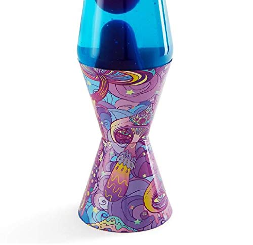 14.5 Blue Liquid Purple Wax Psychedelic Mushroom Lava Lamp, 20 oz Motion Light, Multicolor
