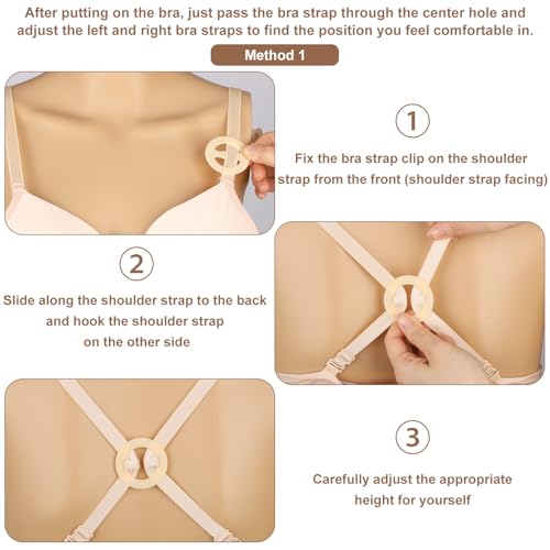8pcs Bra Strap Clips, 4 Colors Bra Converter to Racerback Strap Holders for Slipping Anti-Slip Buckles Conceal Tool for Women Dresses Shirts Sports Tops (Round Style)4