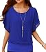 VIISHOW Women's Loose Casual Short Sleeve Chiffon Top T-shirt Blouse (S, Blue)