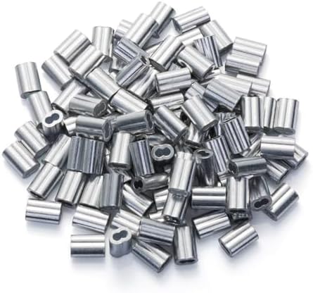 1/16 Aluminum Ferrules, Crimping Loop Sleeves 200PCS, Wire Rope Crimps