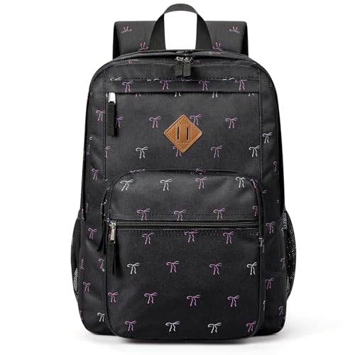 Image of ZORFIN 26L Backpack for College, and Travel: Water Resistant Bookbag - Bow Black