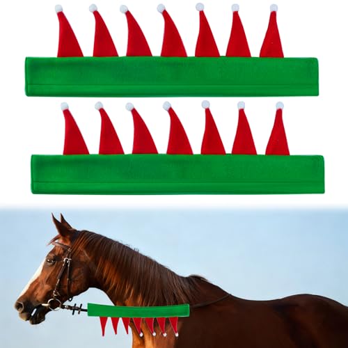 Pilleay 2Pcs Christmas Rein Covers, Felt Horse Bridle Covers for Xmas Holiday Parades Holiday Horse Santa Costume Accessories Equestrian Festive Decor