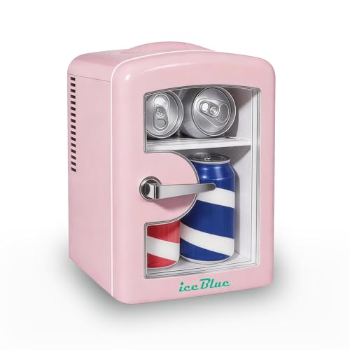 Image of Iceblue Mini Fridge, Skincare Fridge with Viewing Window, 4 Liter /6 Cans Compact Mini Makeup Fridge for Beauty & Beverages, Tiny Fridge for Bedroom, Car, Office, Dorm, Gift (Pink)