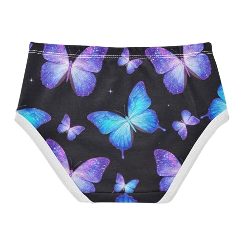 Vibrant Blue Purple Butterflies Black Little Girl Panties Girls Underwear Toddlers Cotton Print Undies Kids Briefs 2t2