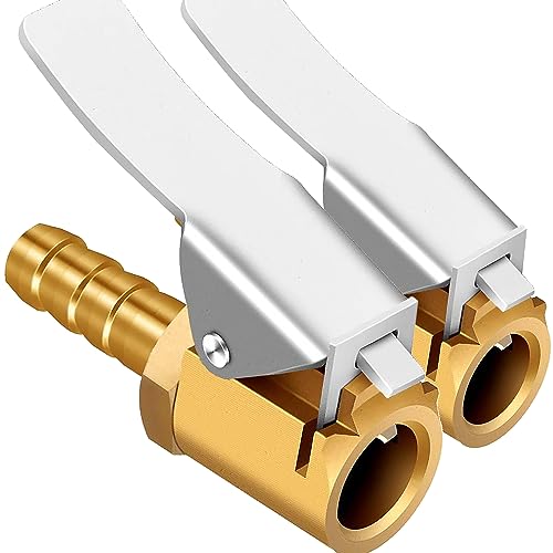HIYITKS Lot de 2 mandrins à air avec adaptateur à clip - En laiton robuste - Verrouillable - Pour gonfleur - 6 mm