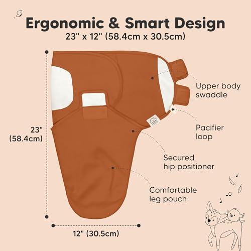 Image of 3-Pack Organic Baby Swaddle Sleep Sacks - Swaddles for Newborns, Infant 0-3 Months, Baby Girls, Boys, Soft & Snug Newborn Sleep Sack, Nursery Swaddling Blankets (Terracotta, OS)