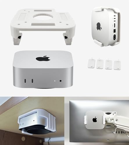 Artigree All-in-One Under Desk Mount for Mac mini M4 - VESA Monitor Bracket Compatible, Suitable for IKEA Pegboard, Wall Mount - Mac mini Accessories, Mac M4 Pro Versatile Stand (White)