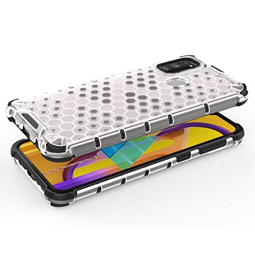 Image of Glasgow | for Samsung Galaxy M21 Honeycomb Pattern Back Case Cover for Samsung Galaxy M21 with 4 Bumper Corners and Military Grade Protection - Transparent
