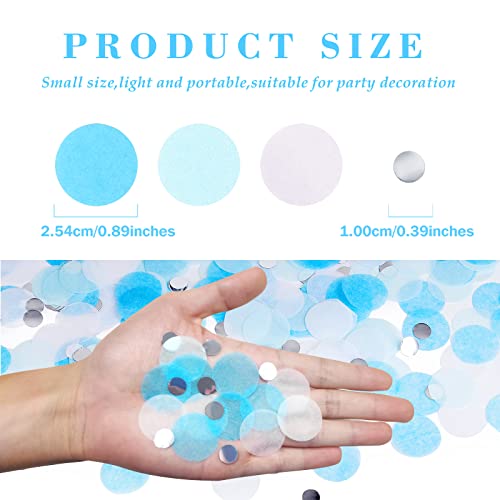 Image of VCOSTORE 1 Inch Tissue Paper Confetti Circles,1.76oz Round Paper Table Confetti Circle Dots, Suitable for Birthday Wedding Party Decoration and Baby Shower decorations,Blue and White,5000 Pieces