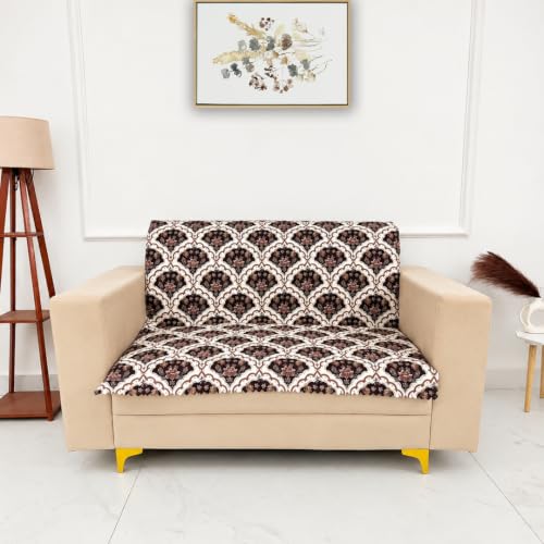 Image of Homerz Premium Printed Quilted Velvet Sofa Slip Cover Protector, Sofa Mat, Exact Size, Antislip Cover (Botanica, 2 Seater, Full)