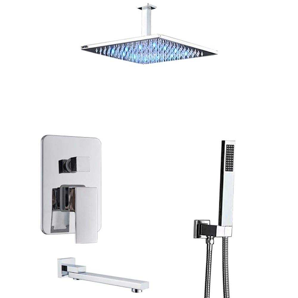System Prysznicowy Bateria Łazienkowa Chromowana Bateria Prysznicowa Led Bateria Wannowa Montowana Na Suficie Bateria Prysznicowa Bateria Natryskowa Do Łazienki Zestaw P,12inch Shower Set a