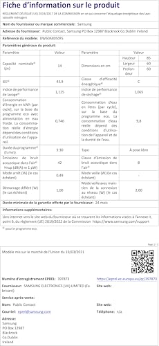 Lavavajillas Samsung 14 Juegos Wi-Fi Inox (DW60A8050FS/EF)