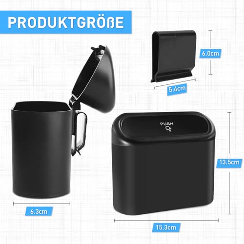 TOFFCAEA 2 Stück Auto Mülleimer mit 80 Stück Müllsäcke, Automülleinmer Mit Deckel, Multifunktional Kleiner Automülleinmer, Hängende Aufbewahrungsbox für Autos (2 Stück)