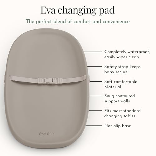 Image of Evolur Eva Changing Pad, Waterproof EVA Foam, Safety Strap, Oat