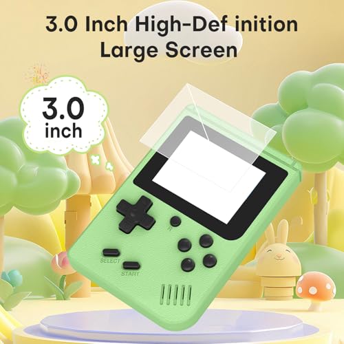 Image of Retro Gaming Console, 3.0 Inch IPS Screen Mini Retro Handheld Game Console, Built-in 400 Classic Retro Game Console, 1020mAh Rechargeable Battery(Green)