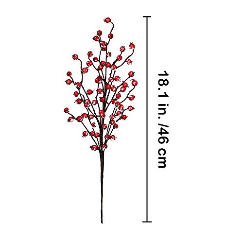 4 Pack Snowy Red Berry Picks Artificial Berry Spray Christmas Berry Stems Red Berry Twig Branches For Christmas Holiday Winter Floral Arrangement Centerpiece Seasonal Decoration 18.1" Tall #TOP1