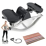 Rock Stepper Maschine, Gym Step Machine, Treppenstepper mit Zähler & elastischen Zugseilen, inklusive 70 x 40 cm rutschfester Matte, für Zuhause, Büro und Fitnessstudio, Übungen für Beine, Hüften