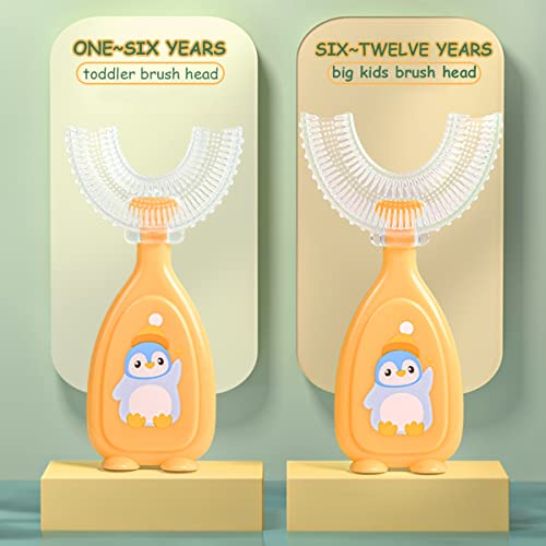 3 Stück Zahnbürste Kinder, U Förmige Kinderzahnbürste 2-6 Jahren, Weicher Bürstenkopf aus Silikon, Kinder Zahnbürste 360 ° Mundpflege, Massage-Zahnfleisch, Rundumreinigung (Rosa)