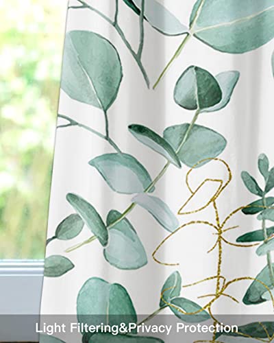 Zadaling Eucalyptus Curtain Valance Window Treatment Botanical Green Leaves Eucalyptus Leaf Rod Pocket Short Window Valance For Kitchen Windows Living Room Bathroom 54 X 18 Inch,1 Panel #TOP6