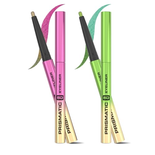 Image of Glam21 Prismatic 5D Eyeliner| Waterproof | Smudge proof | Long lasting eyeliner with easy application | Creamy Formula | Multichrome Effect Bold Color Payoff | Pack Of 2 - 0.4gm Each (Mirage & Starlight)