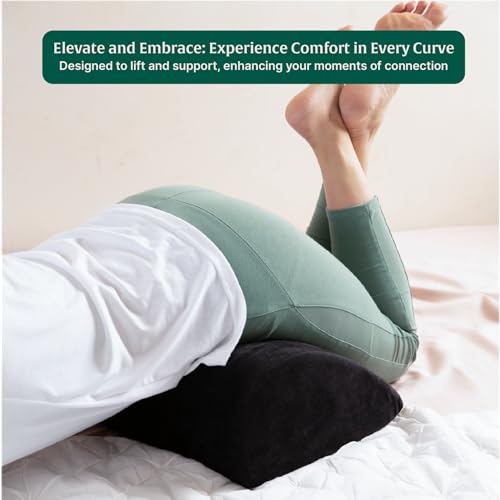 Image of The White Willow Orthopedic Memory Foam Soft Inclined Bed Wedge Leg Rest Pillow for Acid Reflux, Pregnancy, Anti Snoring, Reading, Back Pain Relief, Knee and Back Support- (17 inch x 14.8 inch x 7 inch) Black