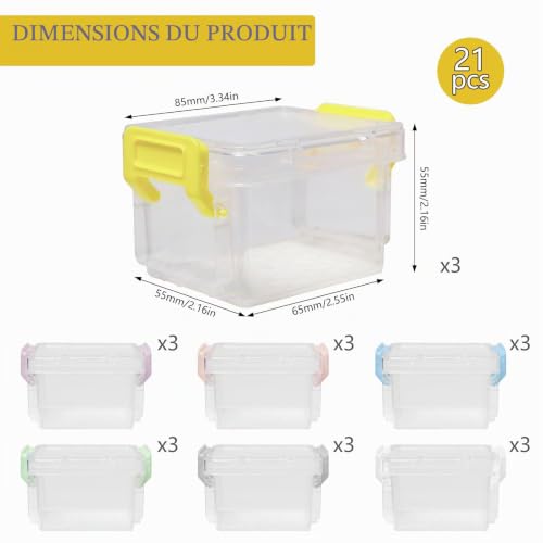 Sixfolo 21 Pièces Petite Boite de Rangement Plastique avec Couvercle – vue 2