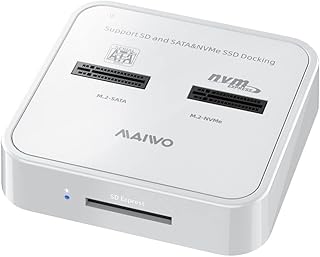 MAIWO Dual Bay M.2 NVMe SATA SSD Docking Station, M.2 to USB 3.1 Type-C Adapter, 10Gbps Bandwidth, 8TB Capacity, Support SD Card Reader【DO NOT Support Clone】