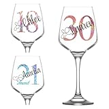 Personalised Birthday Wine Glass Gifts for Her Girl Women Bestie Wine Glass 18th 21st 30th 40th 50th 60th 70th 80th Any Age Party Present Idea - Image 1