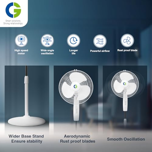 Image of CG VHEG Pedestal Fan 400mm | High Speed | Wider angle oscillation | 3 Speed setting | 100% copper motor | Rustproof blades | Elegant design | 2 Year Product Warranty | Cloud White