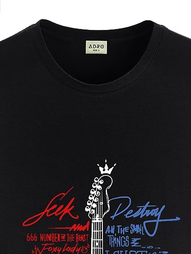 Image of ADRO Guitar Design Printed T-Shirt for Men - 100% Cotton, Regular Fit, Soft Breathable Fabric.