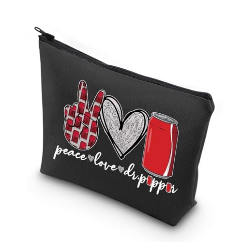 VAMSII Pep Themed Gift Soda Social Club Gift Soda Addict Gifts Dr Zipper Pouch Makeup Bag (BLK-Love Pep)