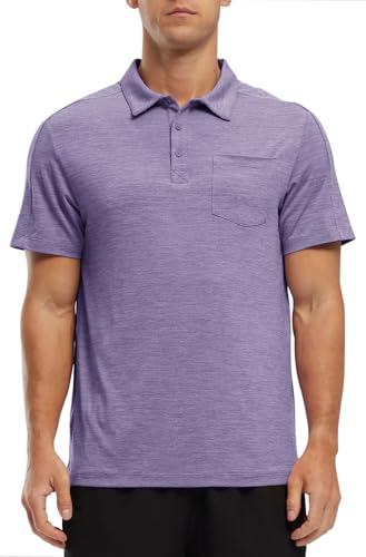 Image of Rdruko Men's Polo Shirts Short Sleeve Quick Dry Outdoor Golf Sports Shirts with Pocket