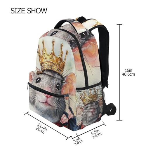 Watercolor Cute Rat Boys Girls Kids School Backpacks Bookbag, School Bag Travel Backpack Daypack4