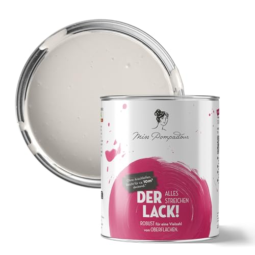 MissPompadour seidenmatte Holzfarbe Innen & Außen 1L Beige mit Kaschmir, Möbelfarbe ohne Schleifen - Farbe für Holz, Metall, Kunststoff - Holzlack, Möbellack schnelltrocknend mit hoher Deckkraft