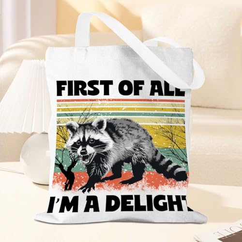 Sarcastic Raccoon Tote Bag, Girls Trip Tote Bag Beach Bags, Girls Weekend Gifts for Women Reusable Grocery Bags for Camping