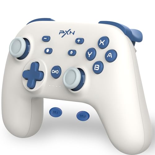 PXN P50 Wireless Switch Controller, Switch Pro Controller with Hall Joystick, Macro Buttons, Turbo, NFC, 6-Axis Gyrosko, Vibration - Gaming Controller for Switch, Switch Lite|OLED, PC, iOS - White