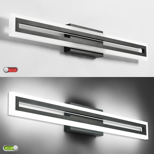 Image of SOLFART 32 Inch Modern Bathroom Light Fixtures Bathroom Lights Over Mirror Black LED Vanity Lights for Bath 5 Color Temperature Adjustable LED Light Fixture Restroom 5CCT
