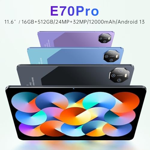 Tablet E70Pro, 16 GB de RAM + 512 GB, tela imersiva de 11,6 polegadas, 24 MP + 32 MP, 5G, Wi-Fi, Blu
