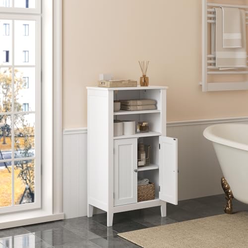 EUGAD Badschrank Badzimmerschrank Küchenschrank Beistellschrank Kommode in Schlafzimmer Flur aus MDF mit verstellbare Regalebene Weiß 92.5x30x50cm