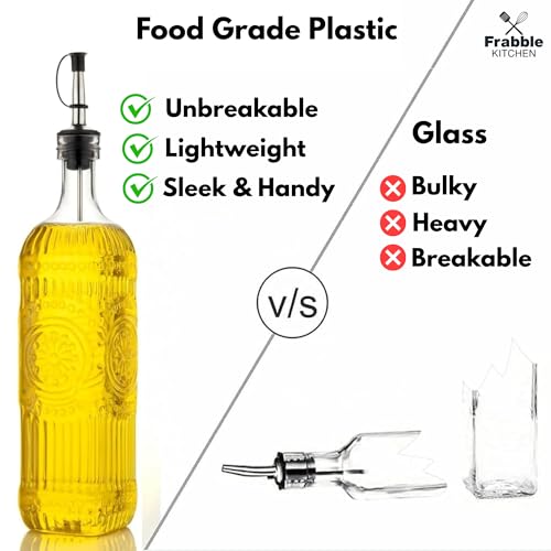 Image of Food Grade Plastic Oil Dispenser 900ml with Steel Pourer & Lid (1 Pack) - Cooking Oil Dispenser for Kitchen - Oil Bottle for Kitchen Storage for Refined Oil,Vinegar,Sauce,Honey