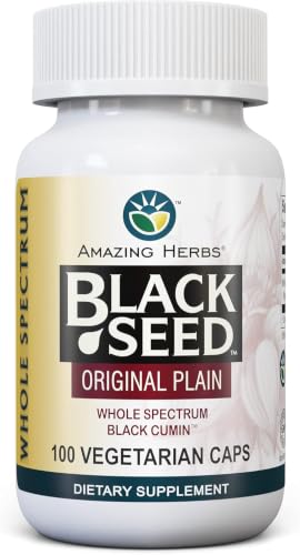Amazing Herbs Whole Spectrum Black Seed Oil Capsules - 100 Count, 475mg