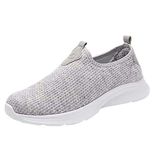 Zapatos de correr para mujer, suela 6.5, cómodos, para exteriores, zapatos de malla, transpirables, de ajuste ancho, zapatos de verano para mujer, gris, 38 EU