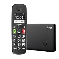 Gigaset E290HX & Box100 - DECT-Mobilteil mit Ladeschale -Senioren-Telefon mit großen Tasten - Basis unterstützt bis zu 6 Mobilteile - für den Telefonanschluss, schwarz