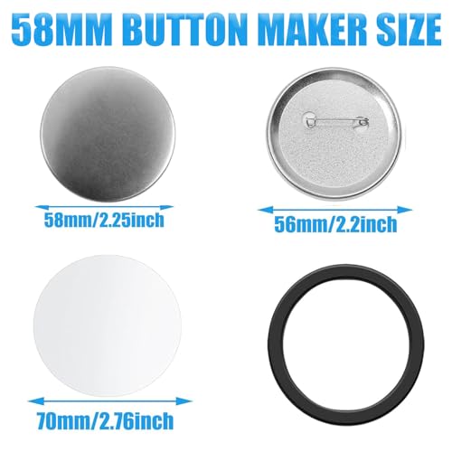 Kit de fabricação de botões, 800 peças, kit de fabricação de pinos de 58 mm/2,25 polegadas para máqu