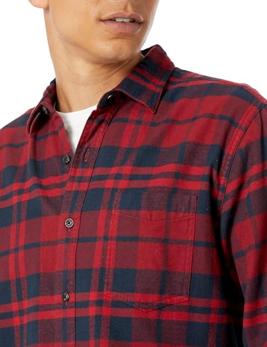 Image of Amazon Essentials Men's Regular Fit Long-Sleeve Flannel Shirt, Soft Brushed Cotton, Lightweight yet Warm