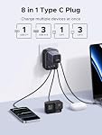 UGREEN European Travel Plug Adapter, International Travel Adapter with 4 AC Outlets 3 USB-A 1 USB-C Ports, 8 in 1 Type C Travel Essentials Plug Converter for Canada to EU Italy Greece Spain France