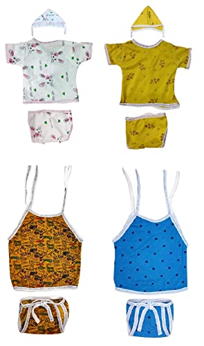 Image of TANGY Hosiery Newborn Baby Boy's and Baby Girls Jhabla Clothing Top Set(Pack of 4)