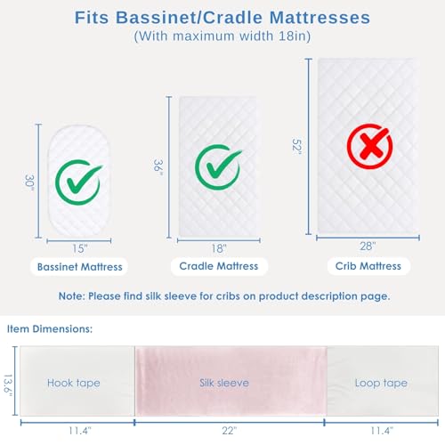 Image of PROMEED 100% Mulberry Silk Bassinet Sleeve for Baby Bald Spots, Preminium 23 Momme Silk Bassinet Half Sheet for Baby Hair Loss (Pink)